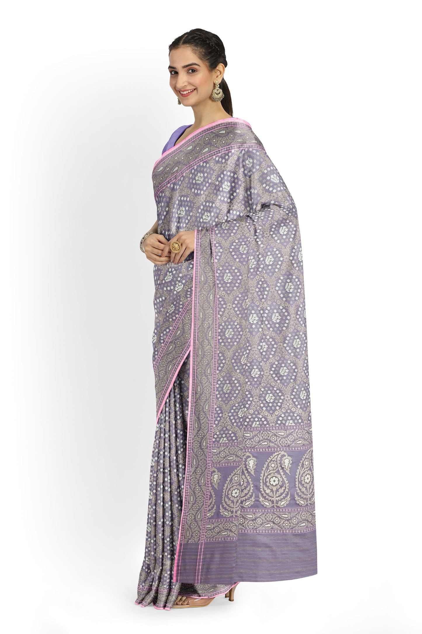Pure Katan Silk Saree in Pinkish Purple