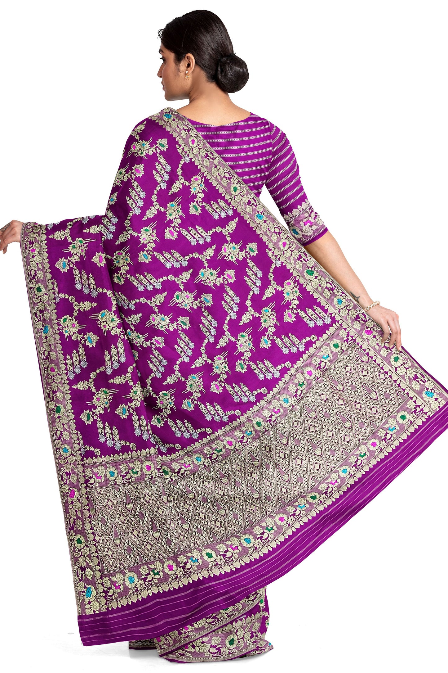 Pure Katan Silk Saree in Dark Rasperberry