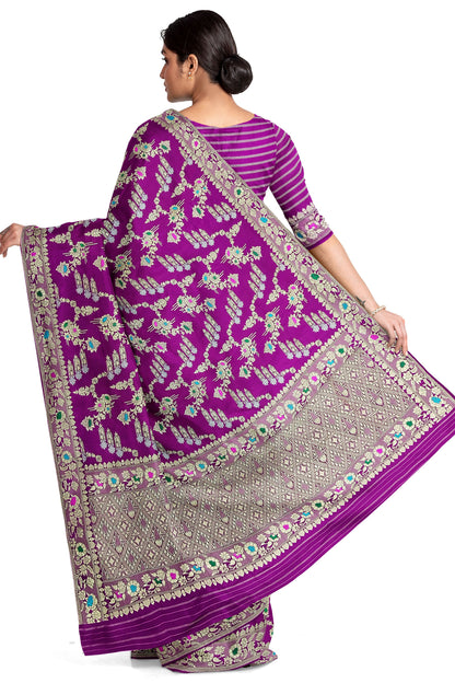 Pure Katan Silk Saree in Dark Rasperberry