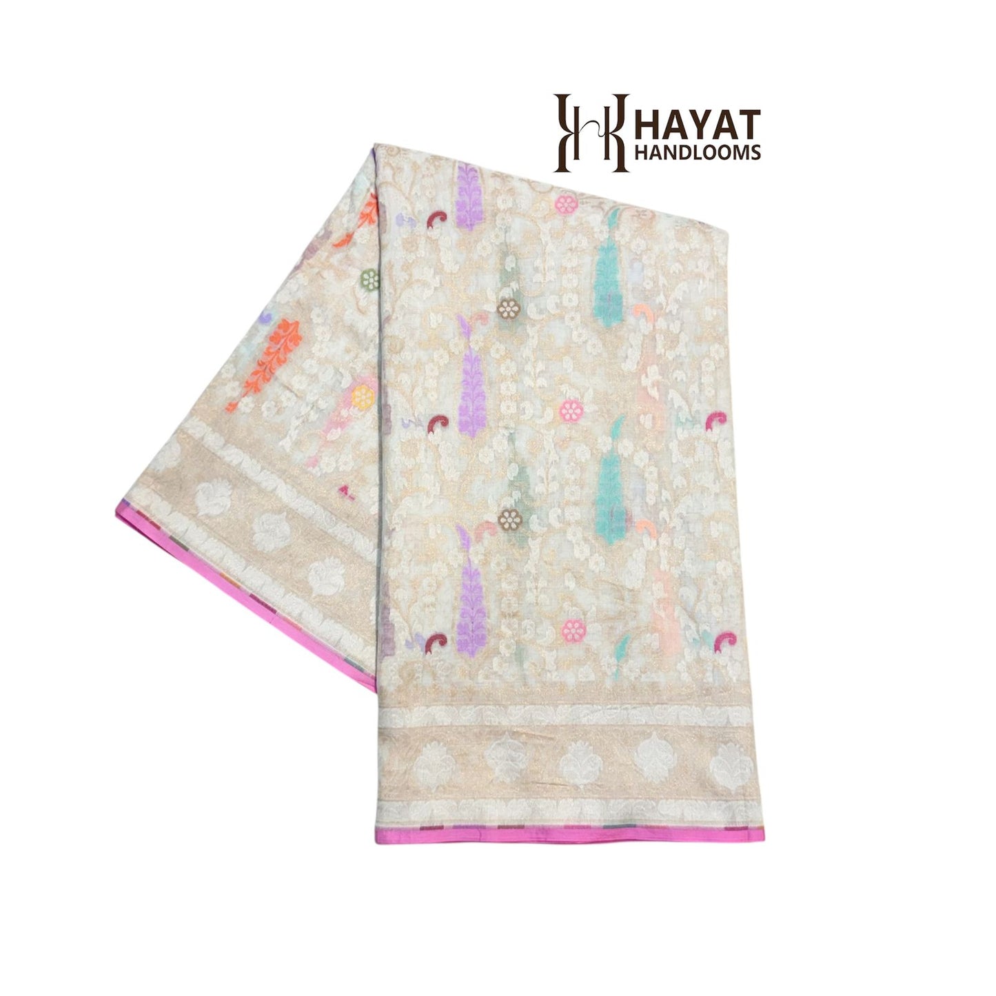 Pure Cotton Ektara Tilfi Cutwork Jamdani Banarasi Saree