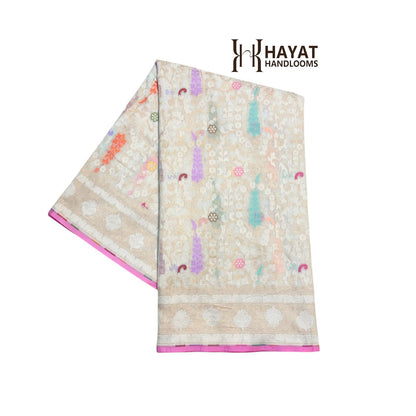 Pure Cotton Ektara Tilfi Cutwork Jamdani Banarasi Saree