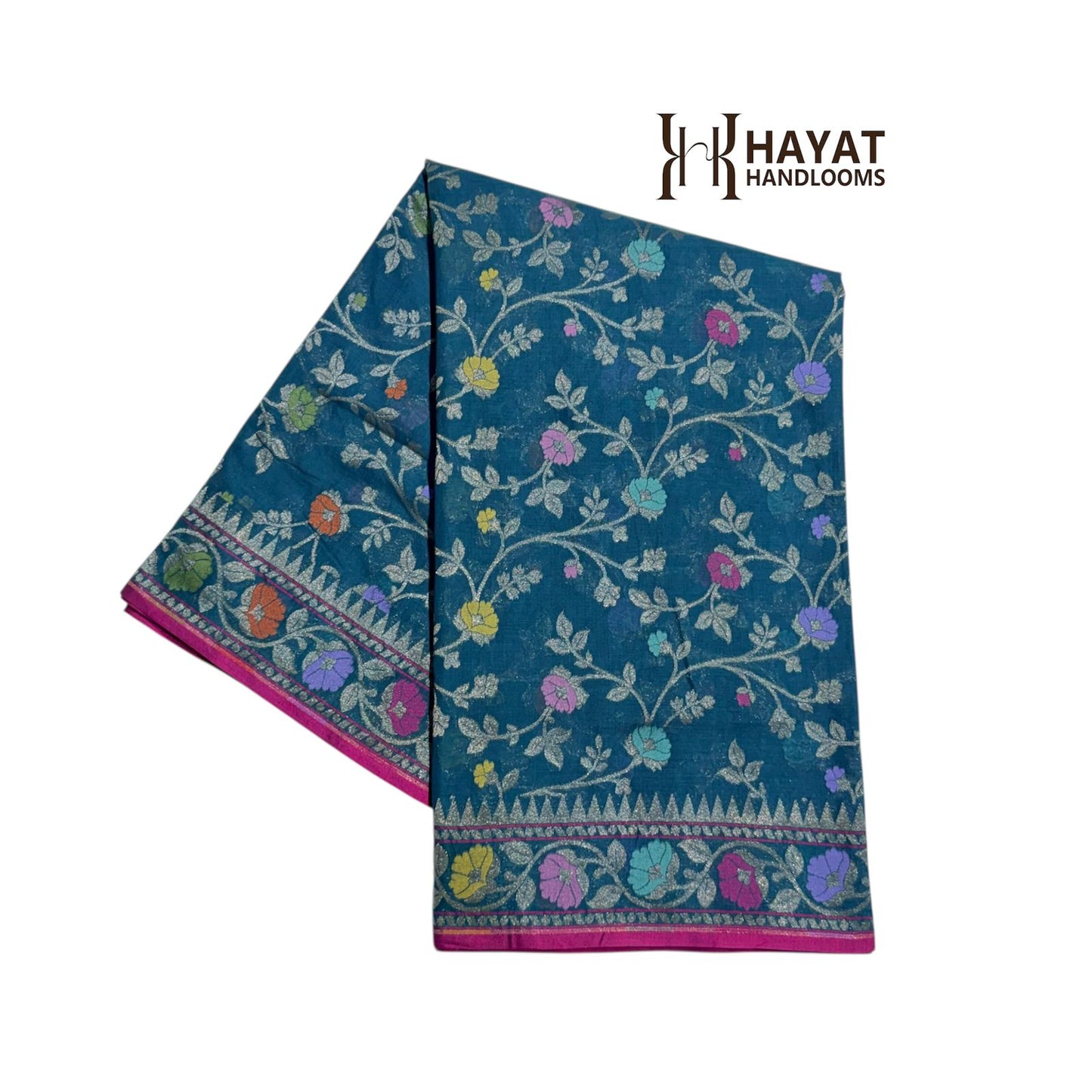 Pure Cotton Ektara Jamdani Cutwork Banarasi Saree