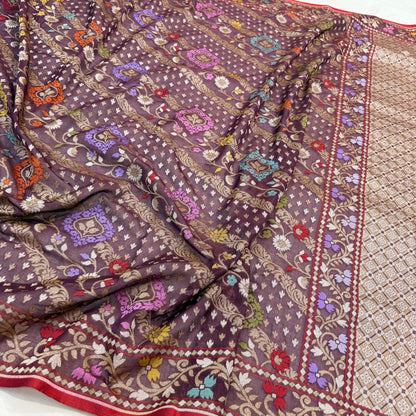 Pure Cotton Ektara Tilfi Cutwork Jamdani Banarasi Saree