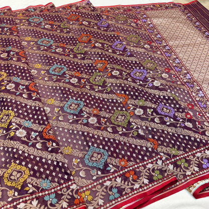 Pure Cotton Ektara Tilfi Cutwork Jamdani Banarasi Saree