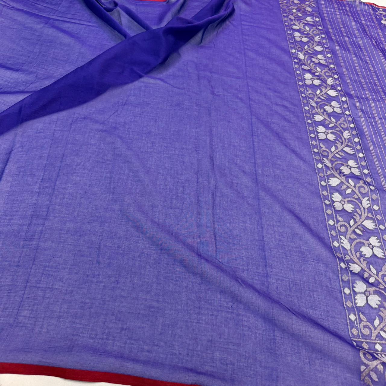 Pure Cotton Ektara Jamdani Cutwork Banarasi Saree