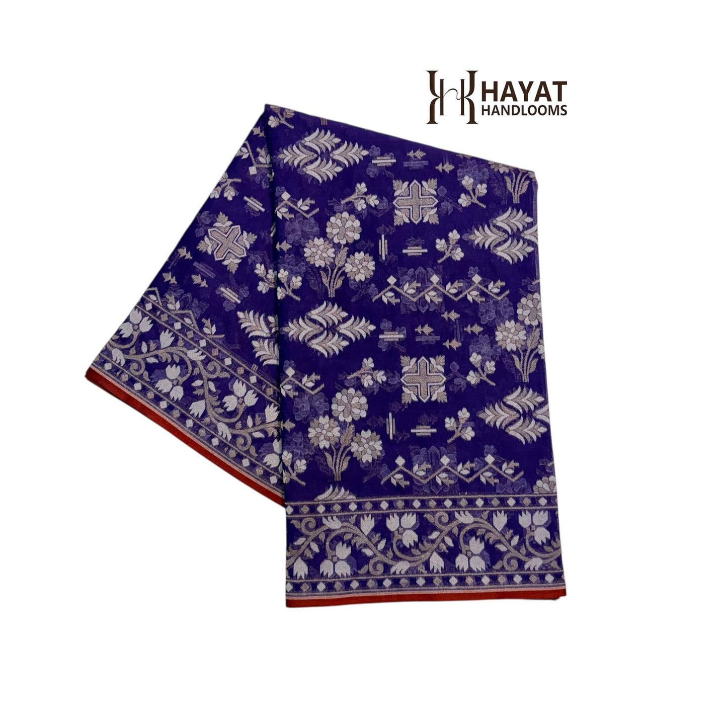 Pure Cotton Ektara Jamdani Cutwork Banarasi Saree