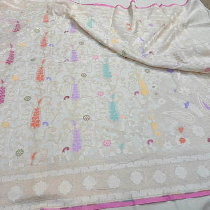 Pure Cotton Ektara Tilfi Cutwork Jamdani Banarasi Saree
