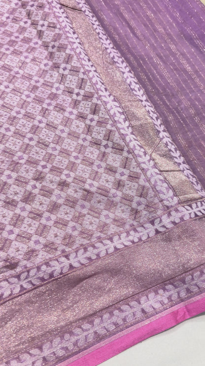 Pure Cotton Ektara Jamdani Cutwork Jaal Banarasi Saree