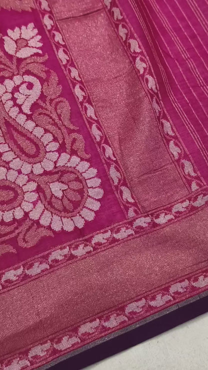 Pure Cotton Ektara Alfi Cutwork Jamdani Banarasi Saree