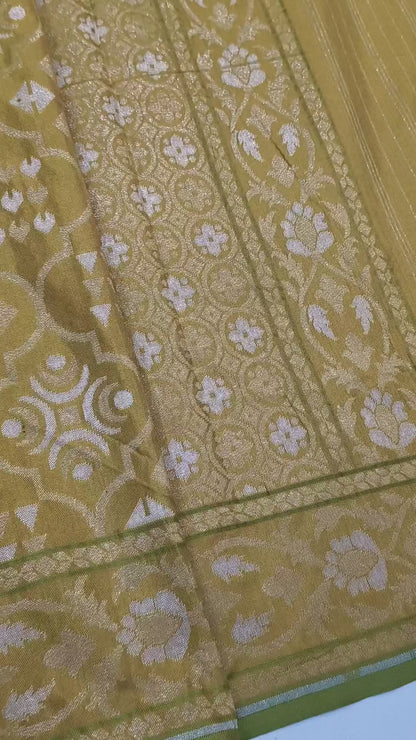 Pure Katan Silk Ektara Cutwork Jamdani Banarasi Saree