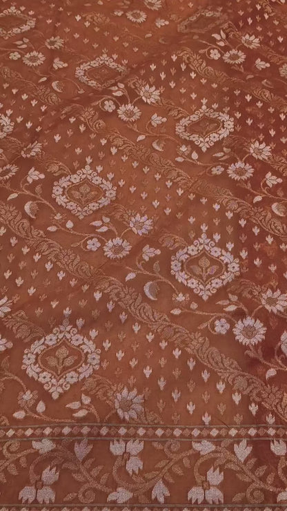 Pure Cotton Ektara couwork Jamdani Banarasi Saree