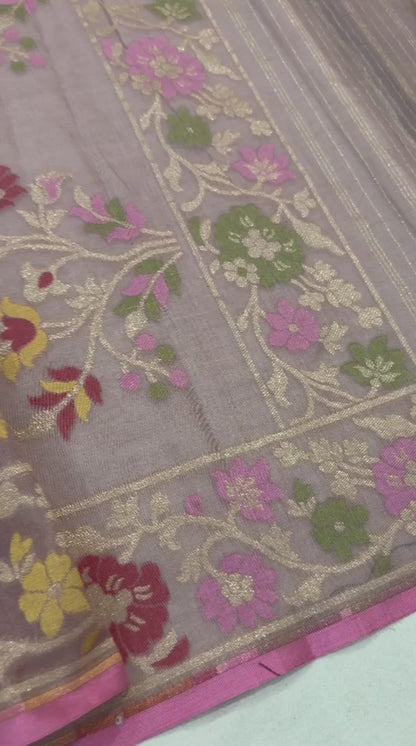 Pure Cotton Ektara Alfi Cutwork Jamdani Banarasi Saree