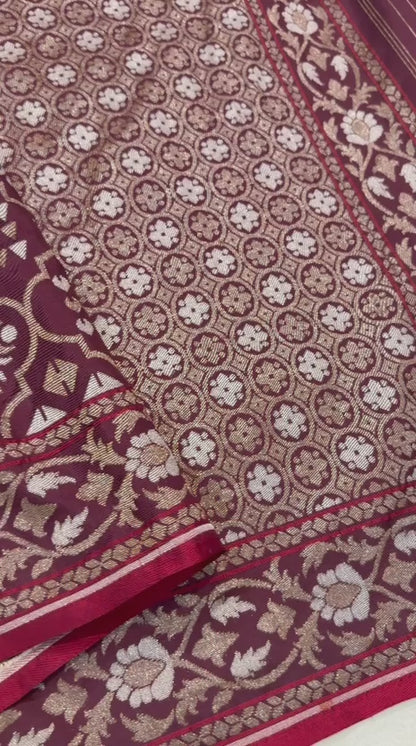 Pure Katan Silk Ektara Cutwork Jamdani Banarasi Saree