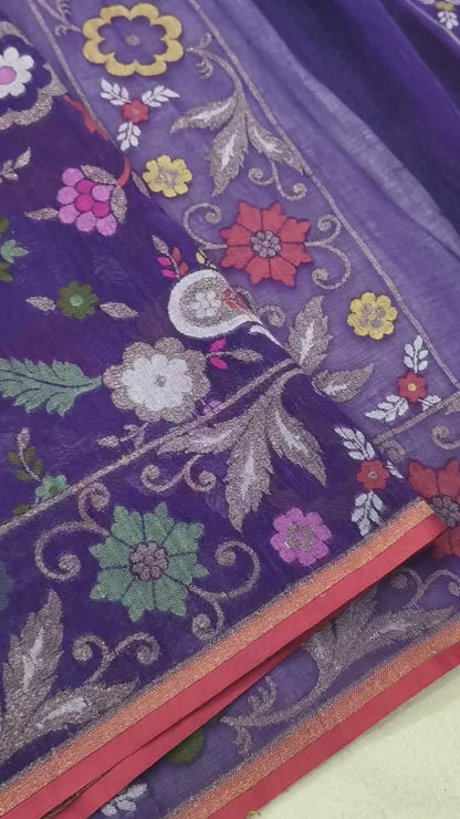 Pure Cotton Ektara Cutwork Jamdani Banarasi Saree