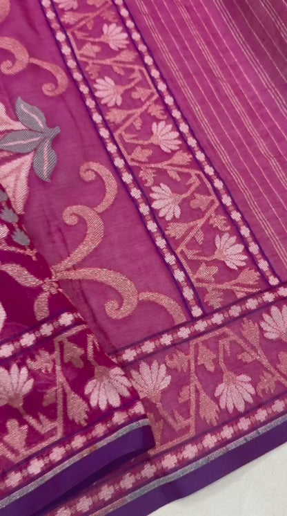 Pure Cotton Ektara Tilfi Jamdani Cutwork Banarasi Saree