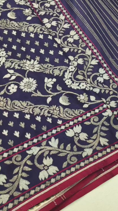 Pure Katan Silk Ektara Cutwork Jamdani Banarasi Saree