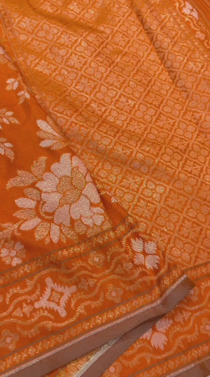 Pure Katan Silk Ektara Cutwork Jamdani Banarasi Saree