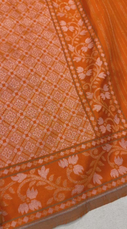Pure Katan Silk Ektara Cutwork Jamdani Banarasi eSare