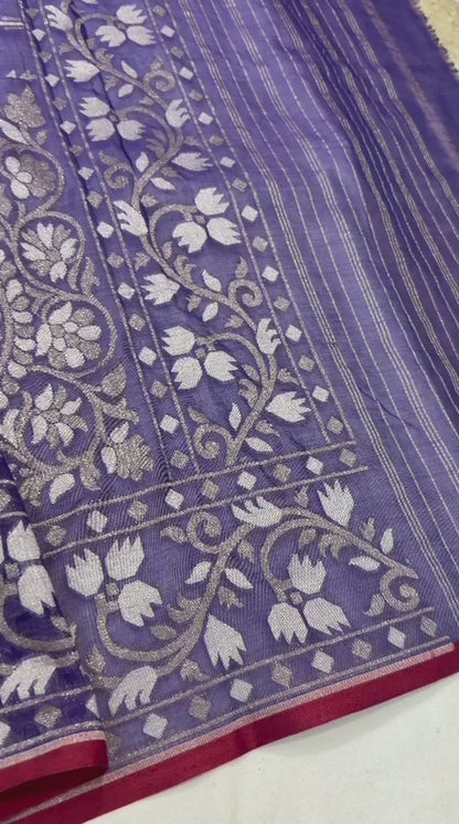 Pure Cotton Ektara Jamdani Cutwork Banarasi Saree