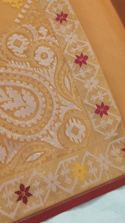 Pure Kora Silk Ektara Tilfi Cutwork Banarasi Saree