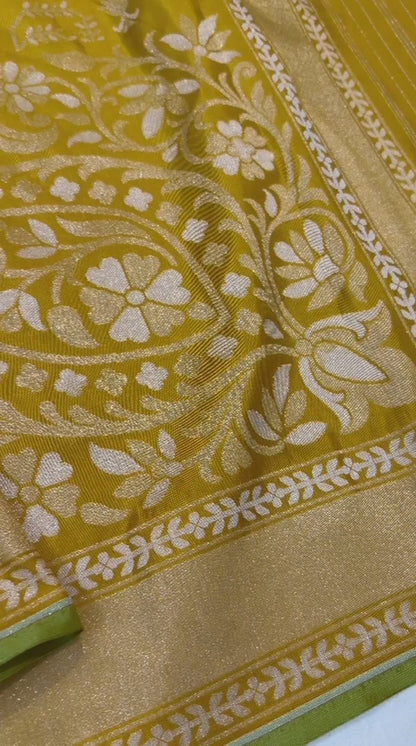 Pure Katan Silk Ektara Cutwork Jamdani Banarasi Saree