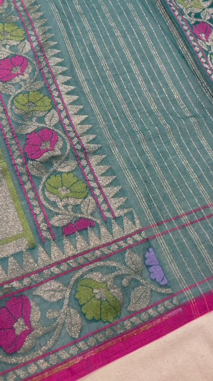 Pure Cotton Ektara Jamdani Cutwork Banarasi Saree