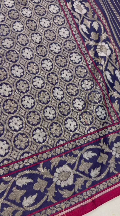 Pure Katan Silk Ektara Cutwork Jamdani Banarasi Saree