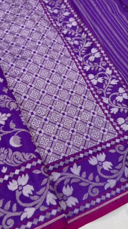 Pure Katan Silk Ektara Cutwork Jamdani Banarasi eSare