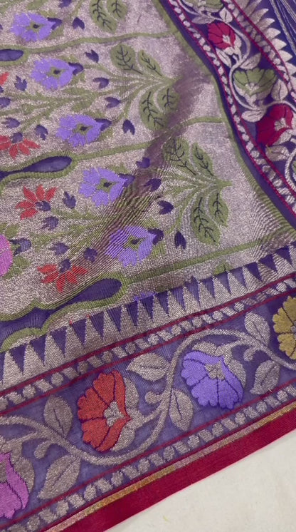 Pure Cotton Ektara Jamdani Cutwork Banarasi Saree