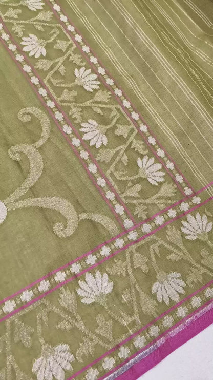 Pure Cotton Ektara Tilfi Jamdani Cutwork Banarasi Saree