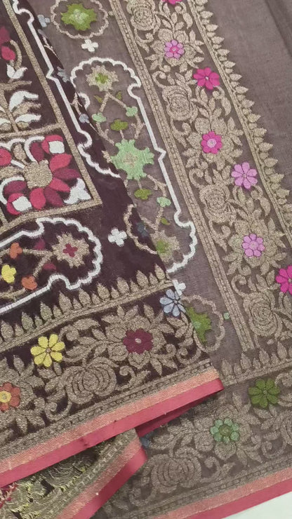 Pure Cotton Ektara Cutwork Jamdani Banarasi Saree