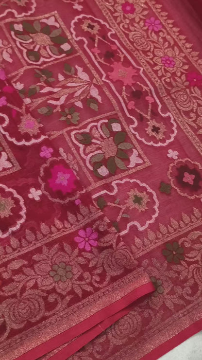 Pure Cotton Ektara Cutwork Jamdani Banarasi Saree
