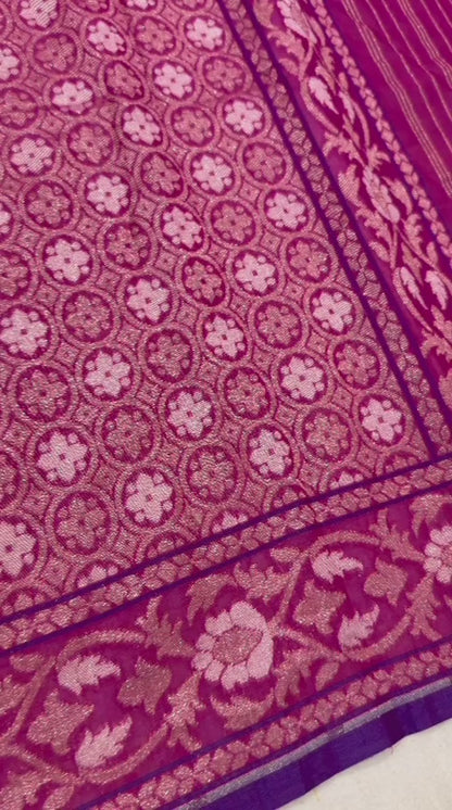 Pure Cotton Ektara Alfi Cutwork Jamdani Banarasi Saree