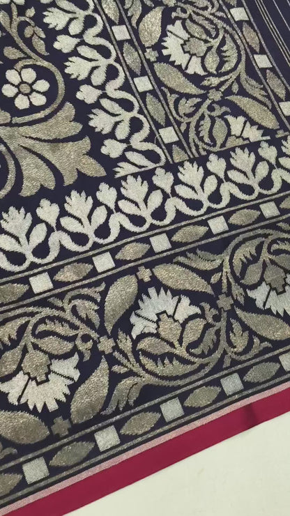 Pure Katan Silk Ektara Cutwork Jamdani Banarasi Saree