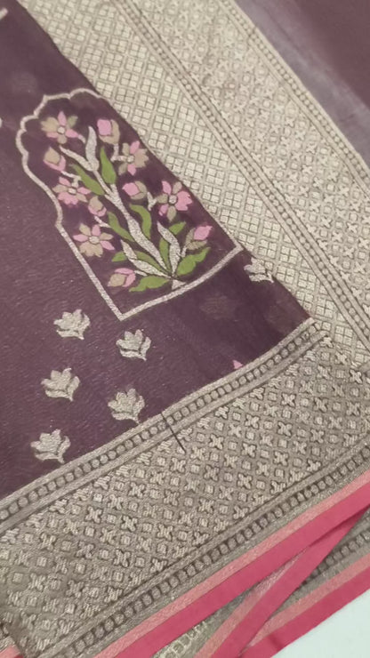 Pure Cotton Ektara Tilfi Jamdani Cutwork Banarasi Saree