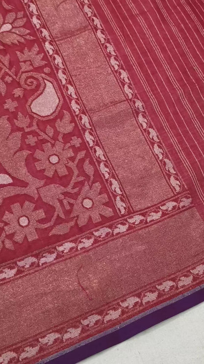 Pure Cotton Ektara Alfi Cutwork Jamdani Banarasi Saree