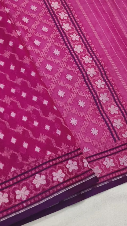 Pure Cotton Ektara Alfi Cutwork Jamdani Banarasi Saree