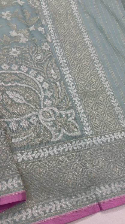 Pure Cotton Ektara Cutwork Jamdani Banarasi Saree