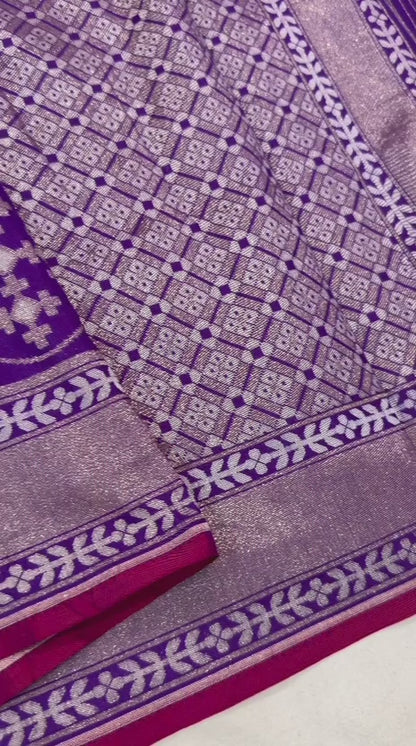 Pure Katan Silk Ektara Cutwork Jamdani Banarasi Saree