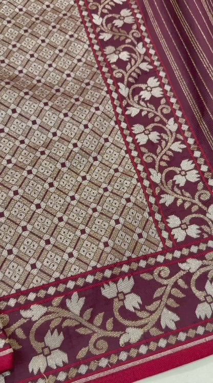 Pure Katan Silk Ektara Cutwork Jamdani Banarasi Saree