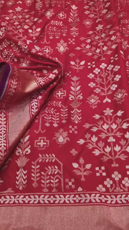 Pure Katan Silk Ektara Cutwork Jamdani Banarasi Saree