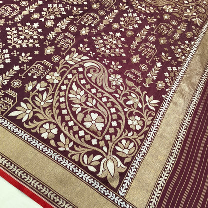 Pure Katan Silk Ektara Cutwork Jamdani Banarasi Saree