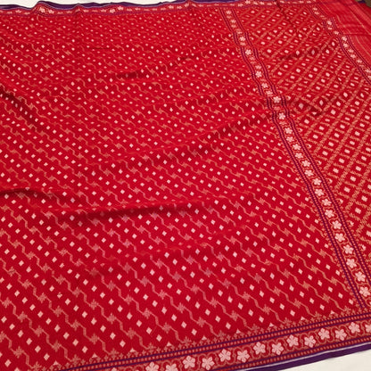 Pure Cotton Ektara Alfi Cutwork Jamdani Banarasi Saree