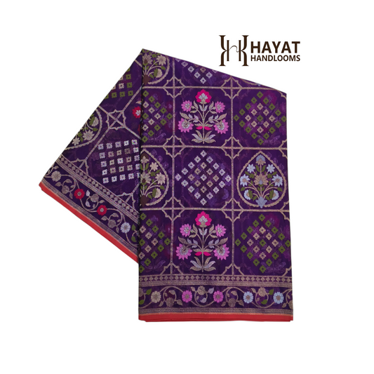Pure Kora Silk Ektara Tilfi Cutwork Jamdani Banarasi Saree