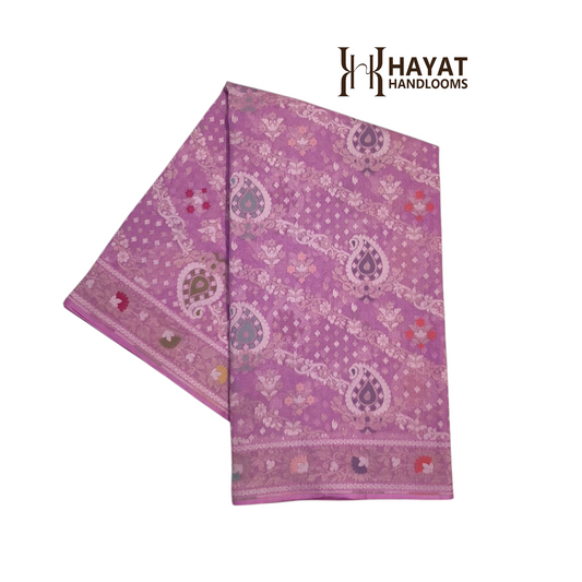 Pure Cotton Ektara Tilfi Cutwork Jamdani Banarasi Saree