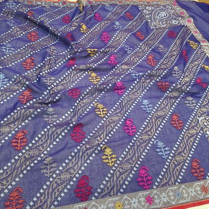 Pure Cotton Ektara Tilfi Cutwork Jamdani Banarasi Saree
