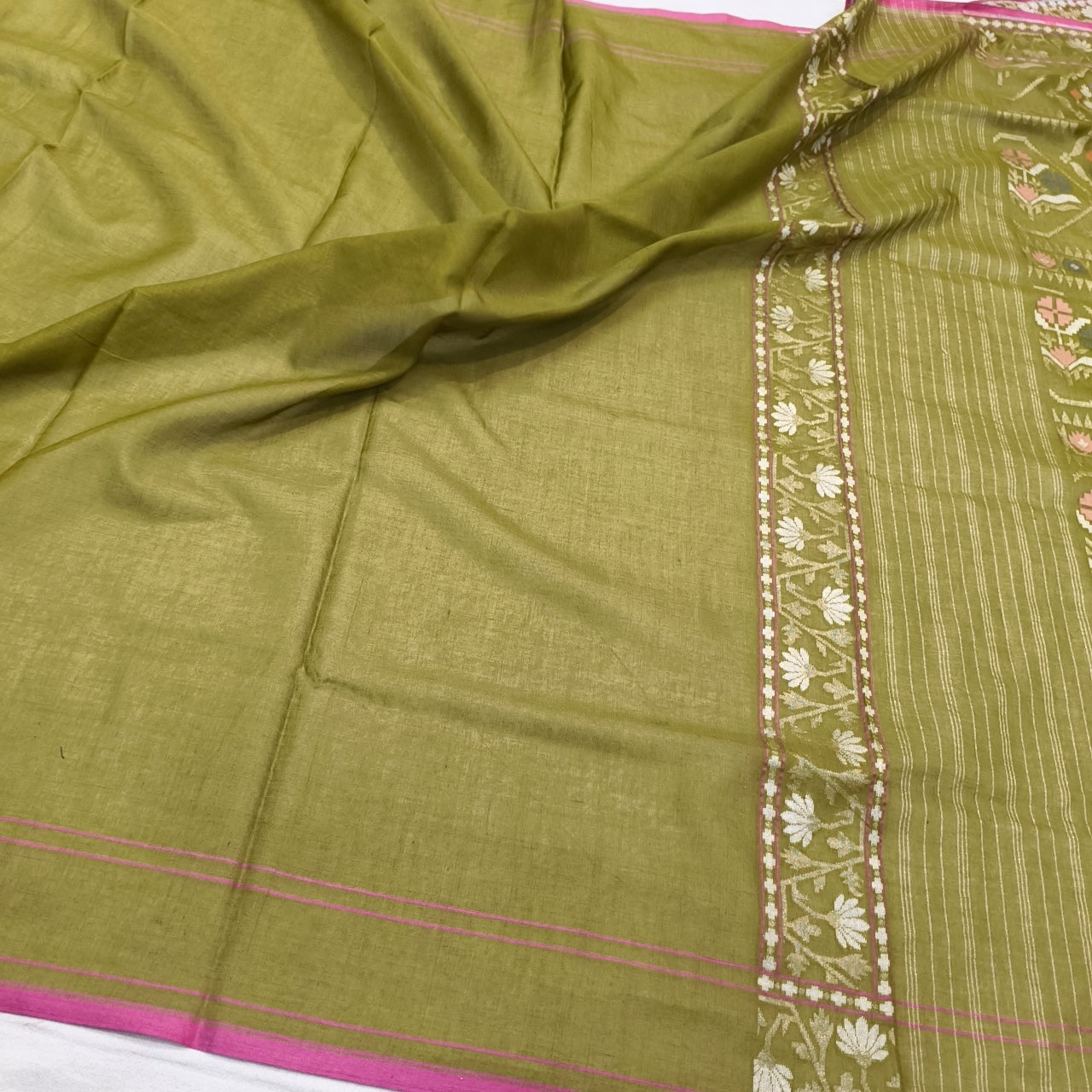 Pure Cotton Ektara Tilfi Jamdani Cutwork Banarasi Saree