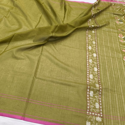 Pure Cotton Ektara Tilfi Jamdani Cutwork Banarasi Saree