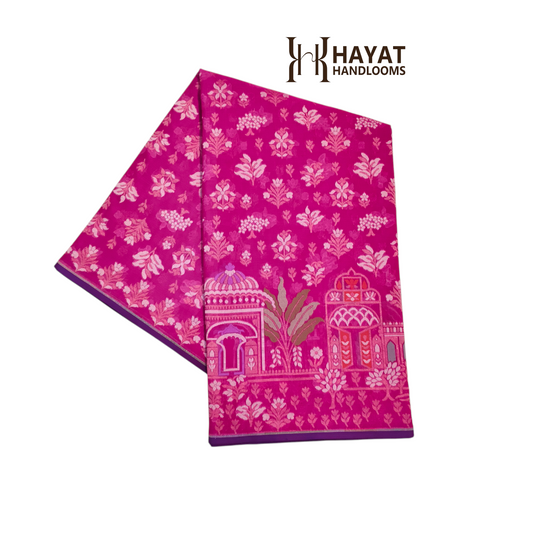 Pure Cotton Ektara Tlfi Cutwork Jamdani Banarasi Saree