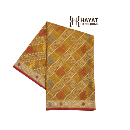 Pure Kora Silk Ektara Tilfi Cutwork Jamdani Banarasi Saree